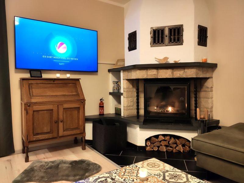 Güntersberge Ferienhaus Blaue Blume Mit 11 Kw Ladestation, Kamin, Terrasse, Eingezaeuntem Garten, Sauna, Wlan, Netflix, 2 Hunde Willkommen! מראה חיצוני תמונה